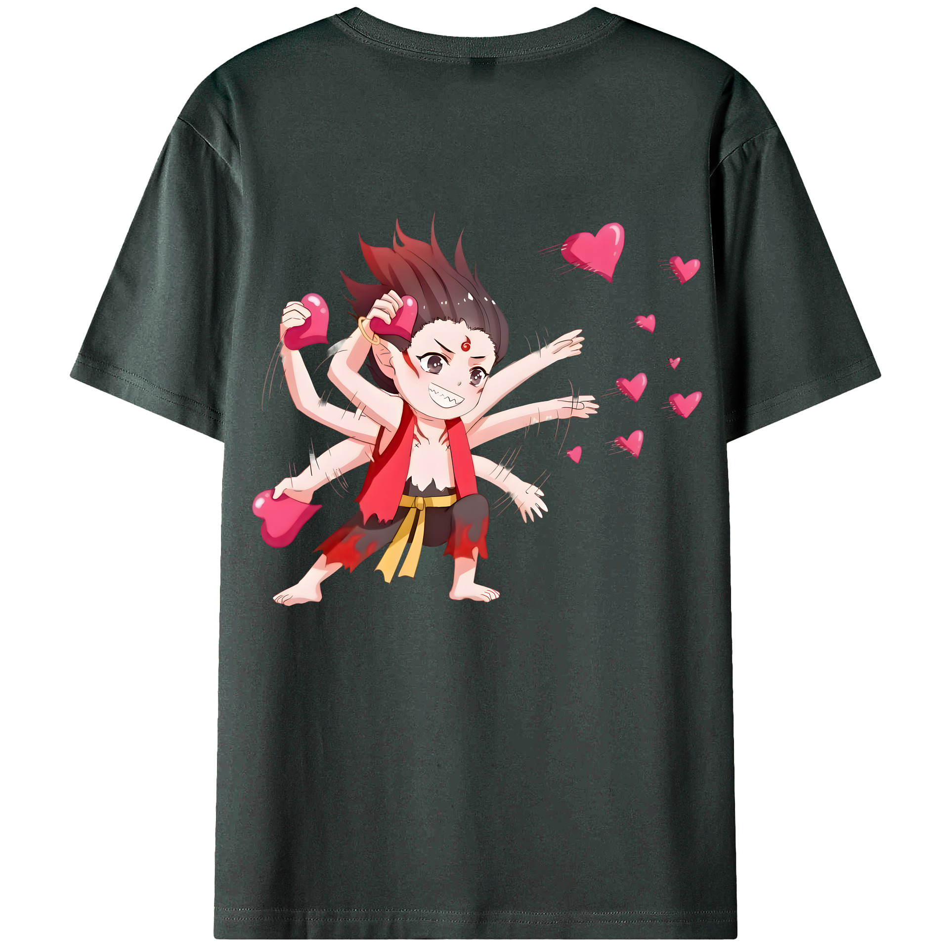 （画像用） Ne Zha 2 ナタ 魔童の大暴れ 綿100％ メンズ半袖Tシャツ（バックプリント） 通気性